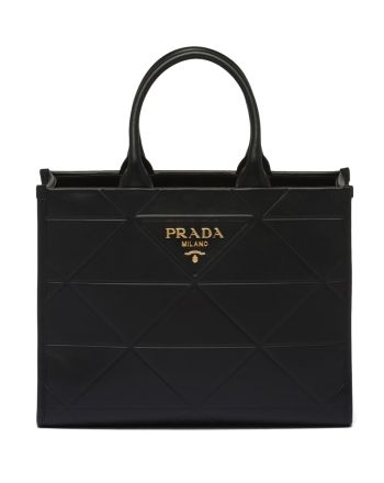 Prada Medium Leather Prada Symbole Bag With Topstitching 1BA378 Black